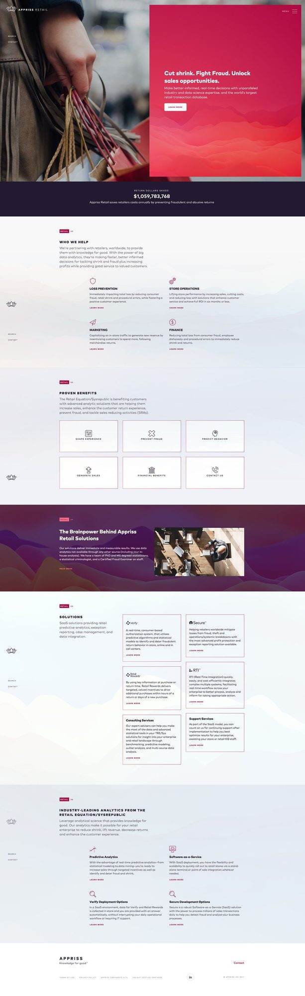 Appriss direction four, Wave Flow: a full page layout with the flowing wave pattern in magenta and violet