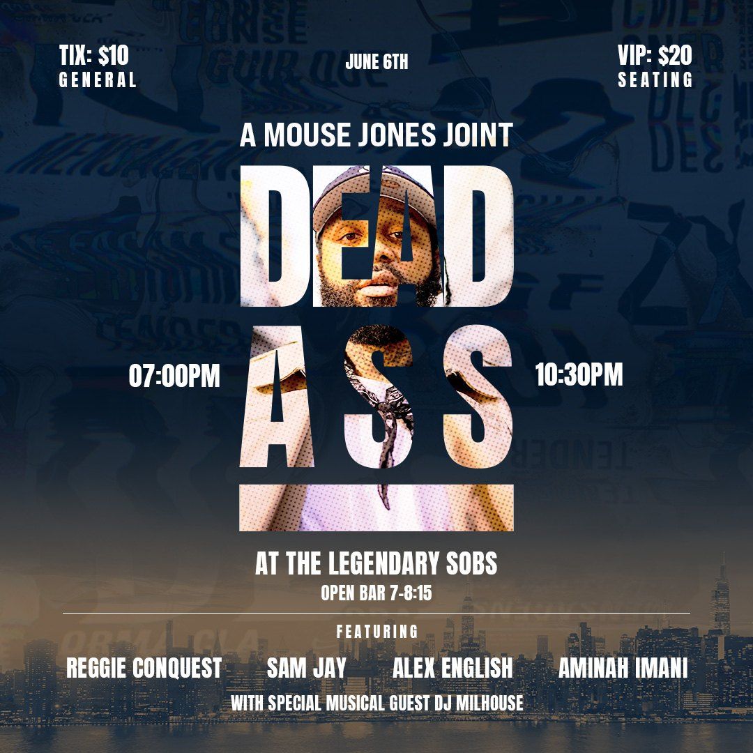 Square show flyer, A Mouse Jones Joint, June 6th, in navy