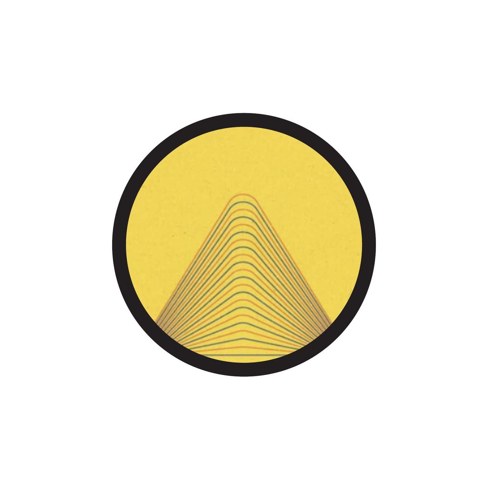 First study: a yellow circle with layered line peaks and a black ring