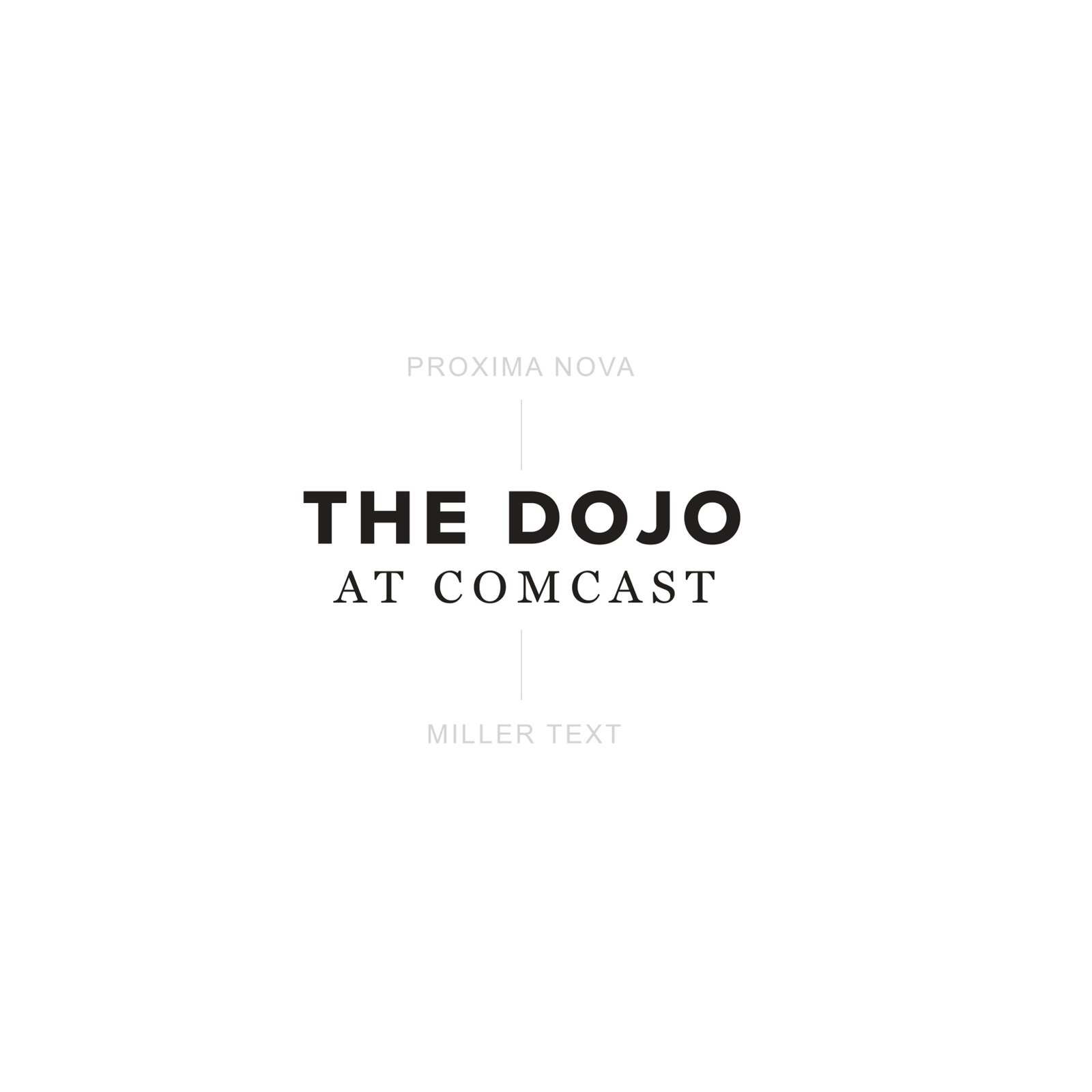 Type pairing study: The Dojo in Proxima Nova over At Comcast in Miller Text