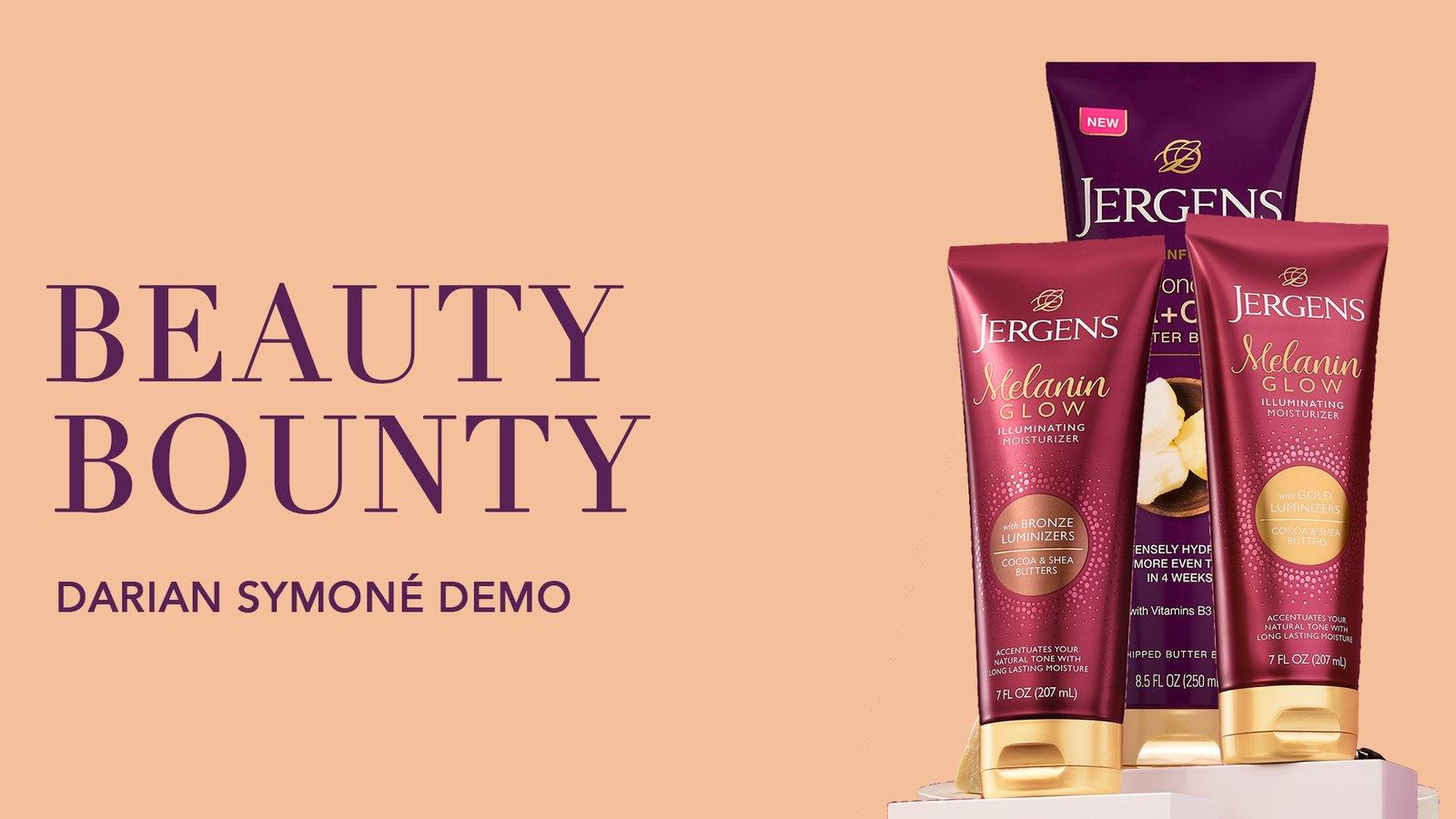 Title card exploration: two tubes beside Beauty Bounty, Darian Symoné Demo, on rose