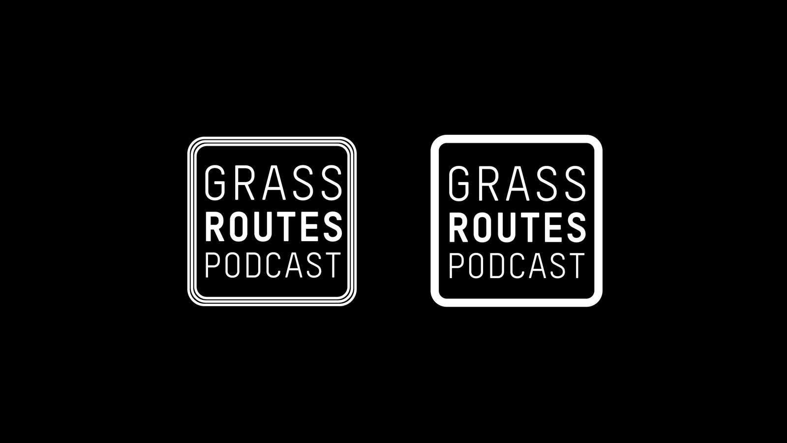 The Grass Routes Podcast mark in two weights on black