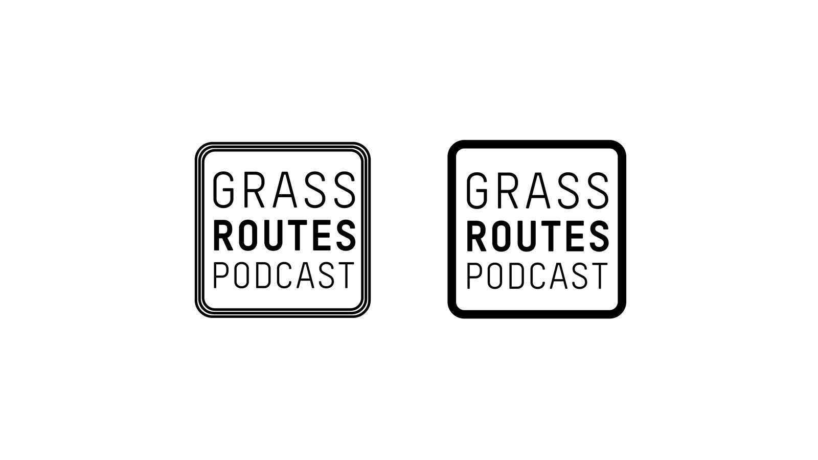 The Grass Routes Podcast mark in two weights on white