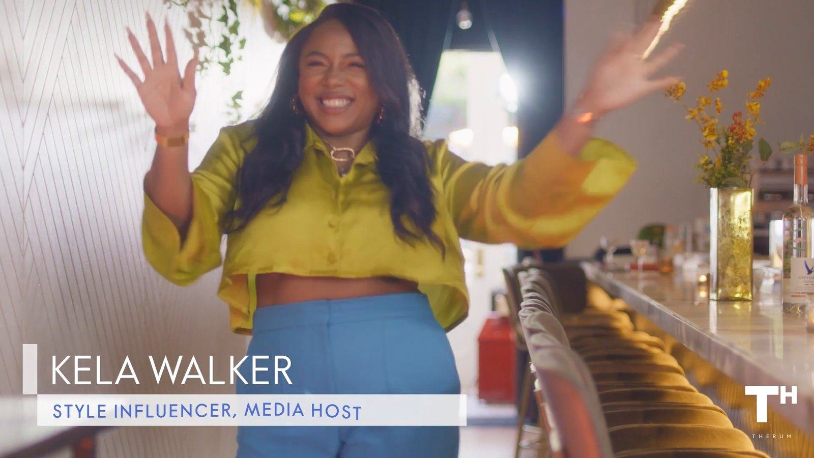 Frame from the final video: Kela Walker’s lower third, Style Influencer, Media Host