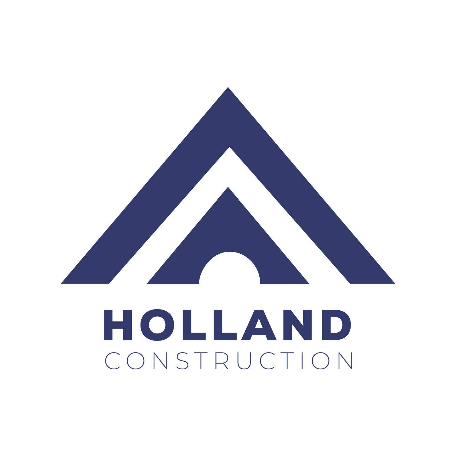 The Holland roof mark over the word Construction, in navy