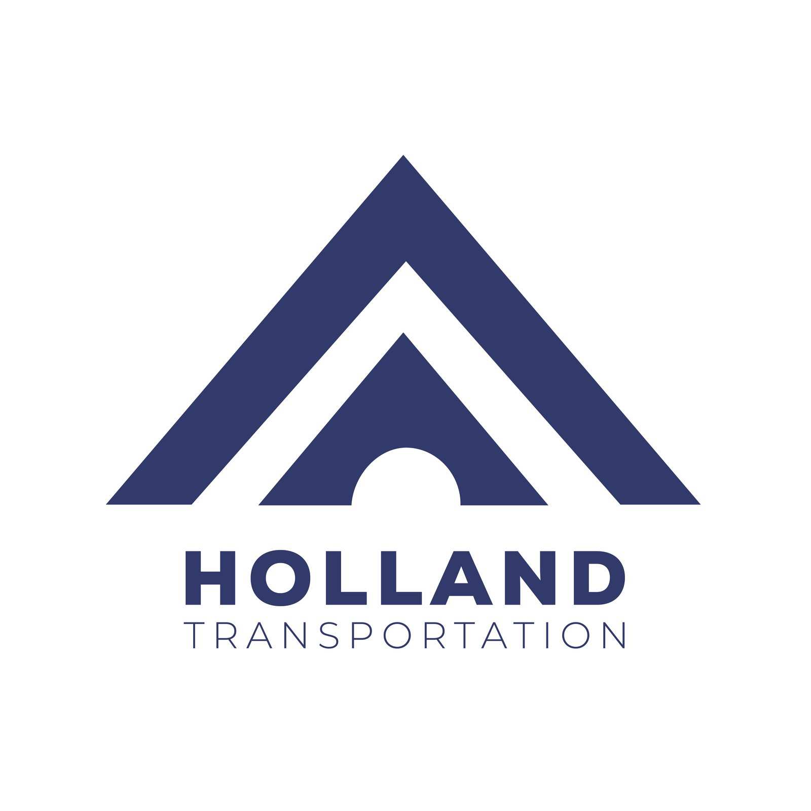 The Holland roof mark over the word Transportation, in navy