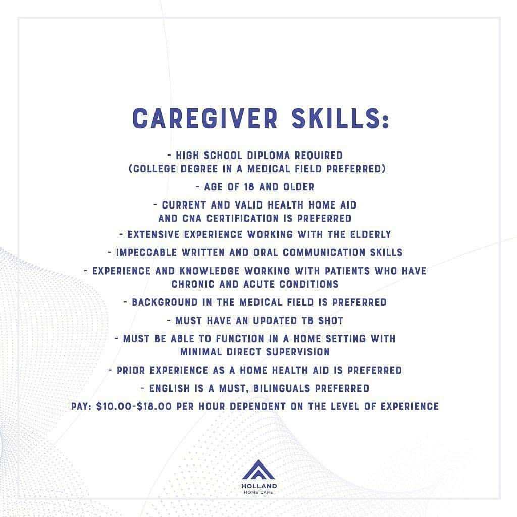 Social post listing caregiver skills