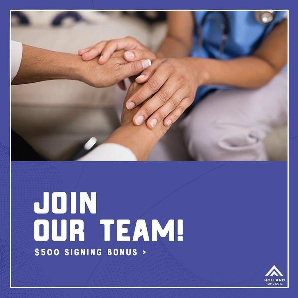 Social post reading Join our team over a photograph of joined hands