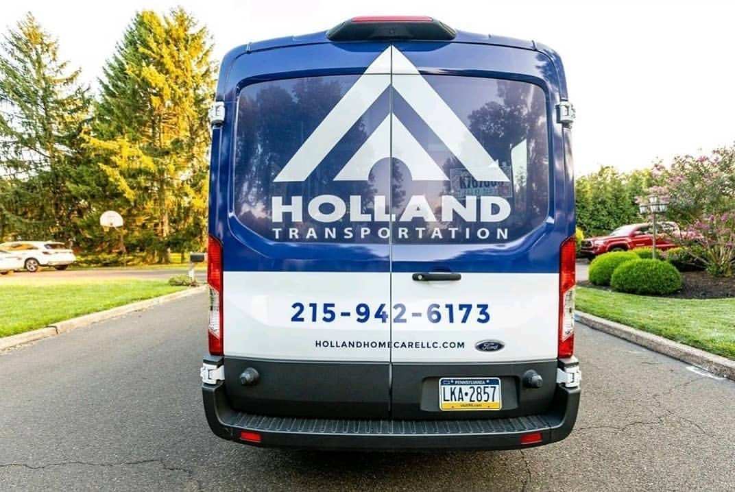 The same van from the rear