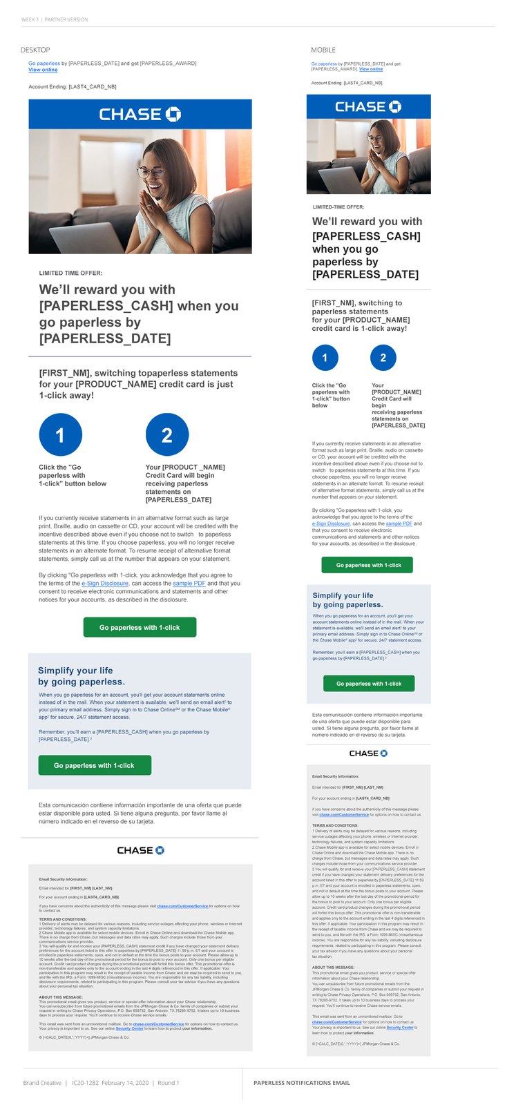 Presentation page: the partner version of the paperless email, desktop and mobile