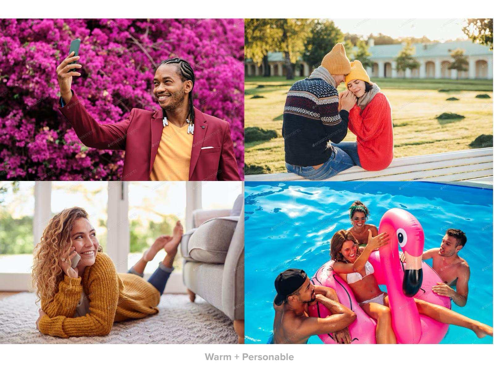 Photo direction: warm and personable, people photographed close, in colour