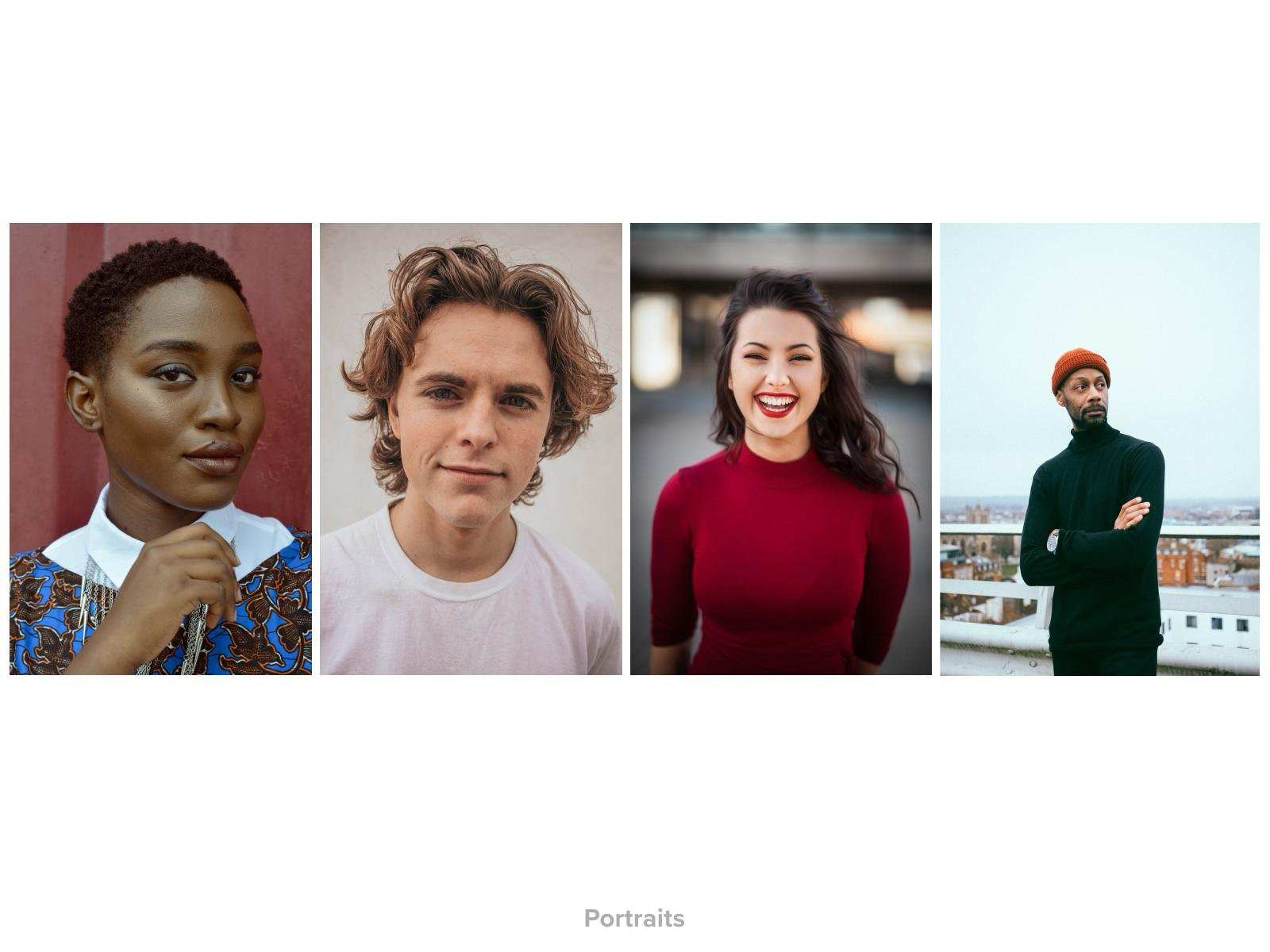Photo direction: portraits, four head and shoulders portraits