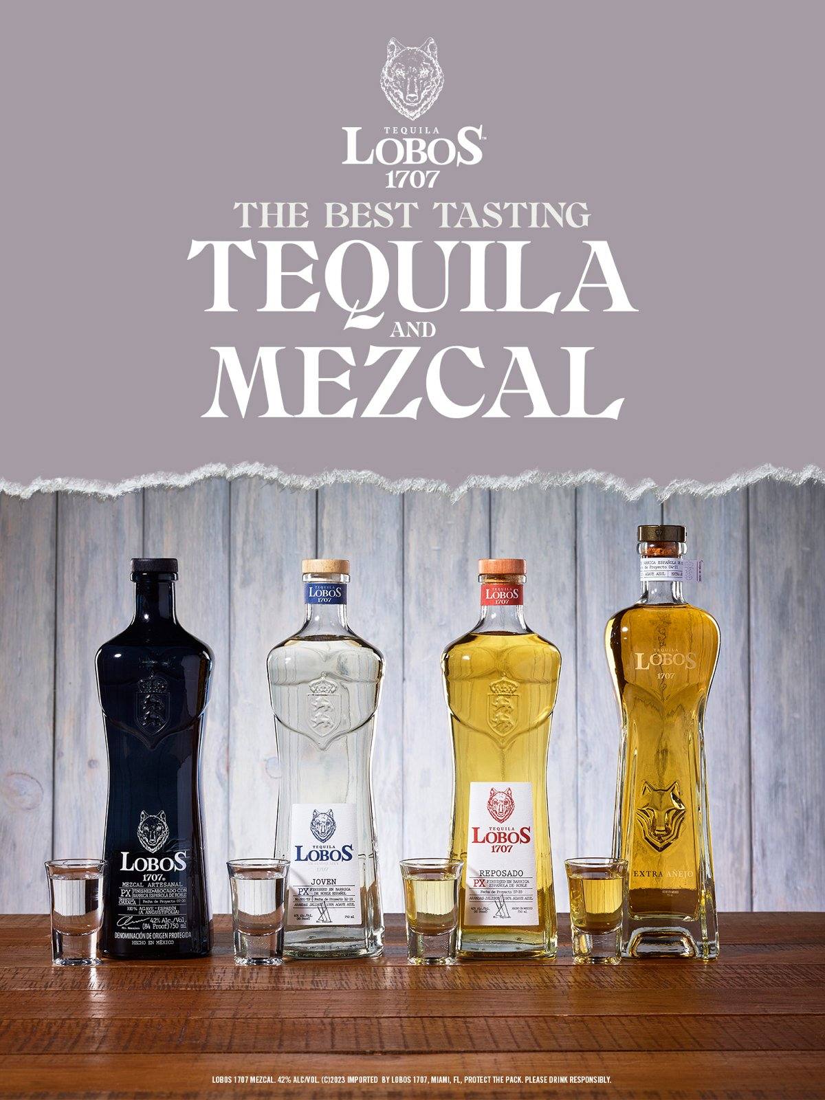 The same club screen cut to a vertical format: The Best Tasting Tequila & Mezcal over the bottle line