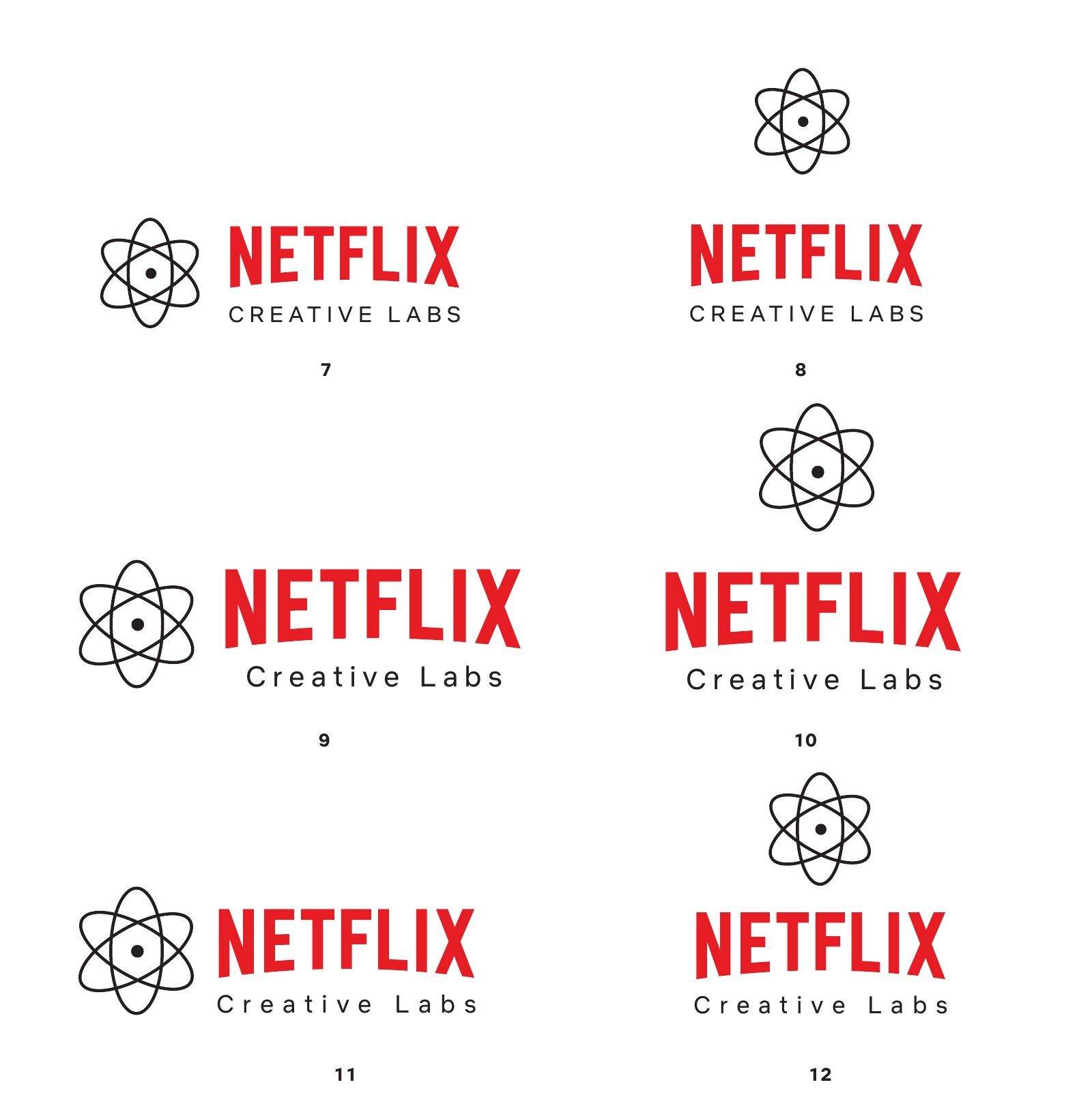 Lockups 7 to 12: the atom mark with Netflix in red
