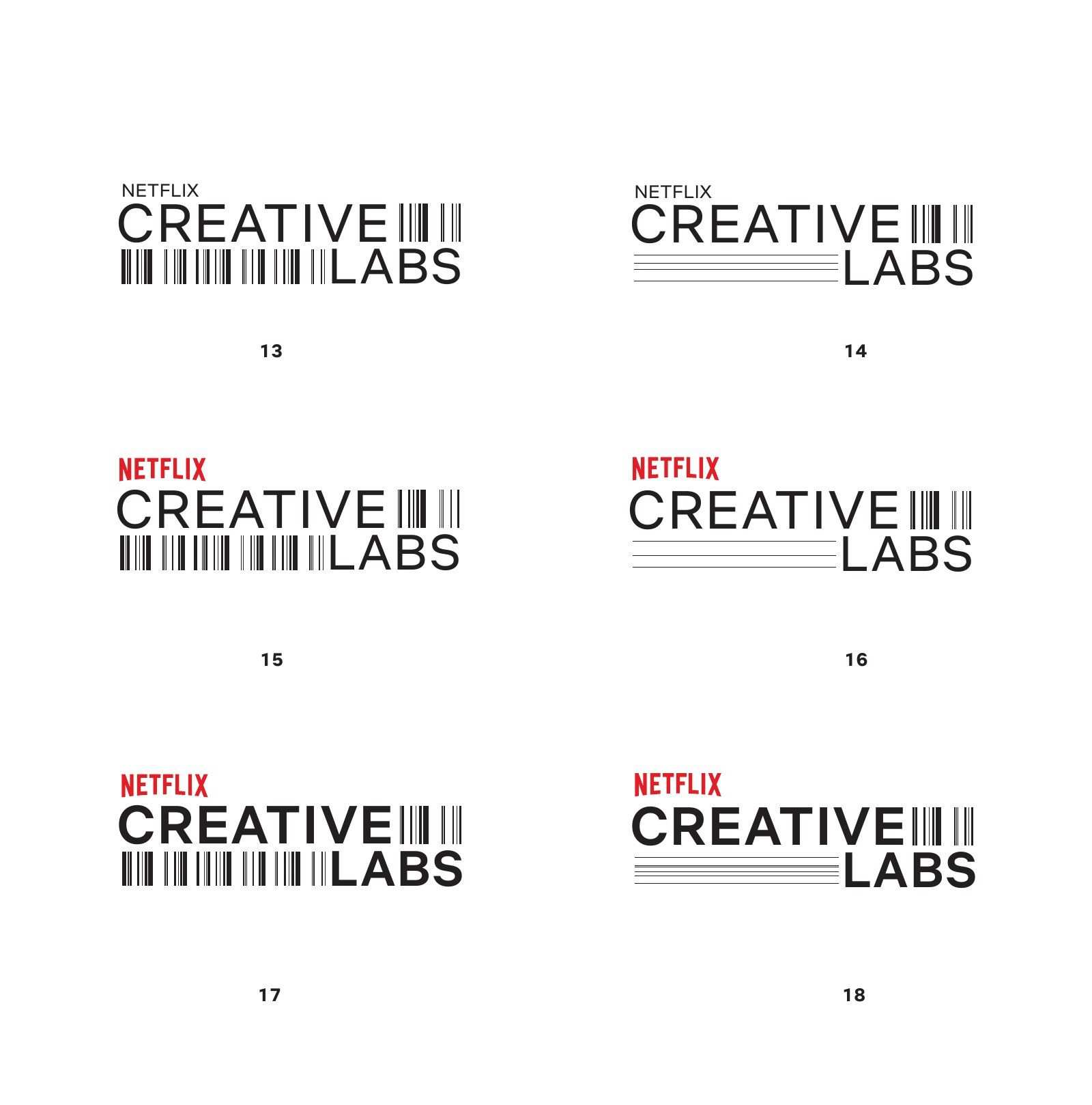 Lockups 13 to 18: Creative Labs with barcode stripes