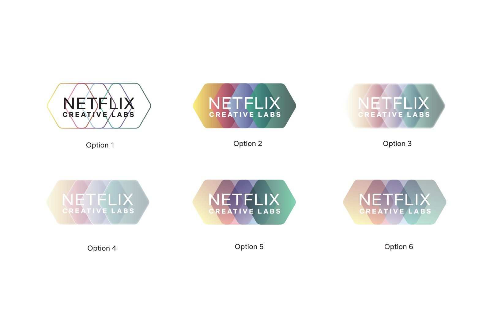 Gradient hexagon badges, options 1 to 6