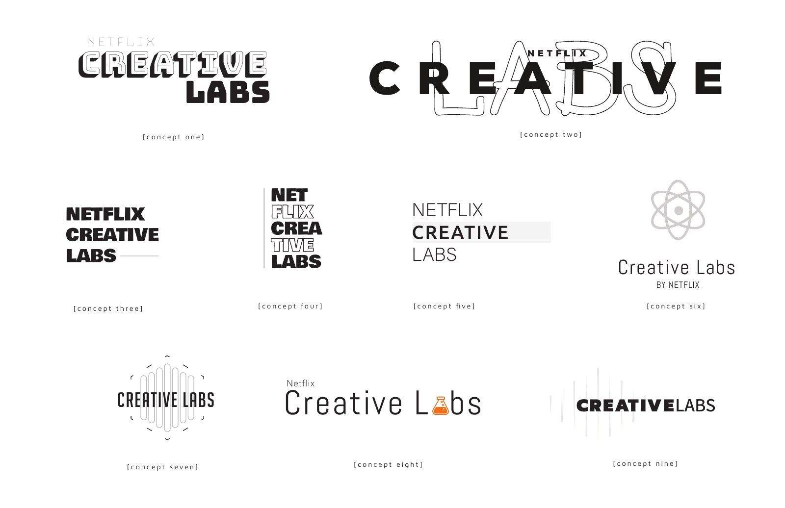 Creative Labs wordmark concepts one to nine