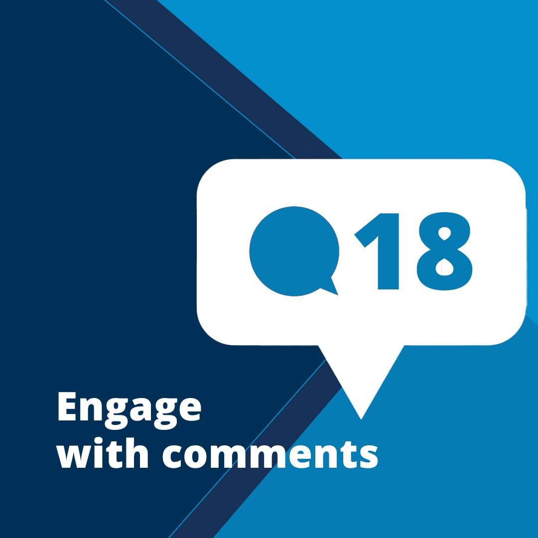 Square post: Engage with comments, with a comment bubble showing 18