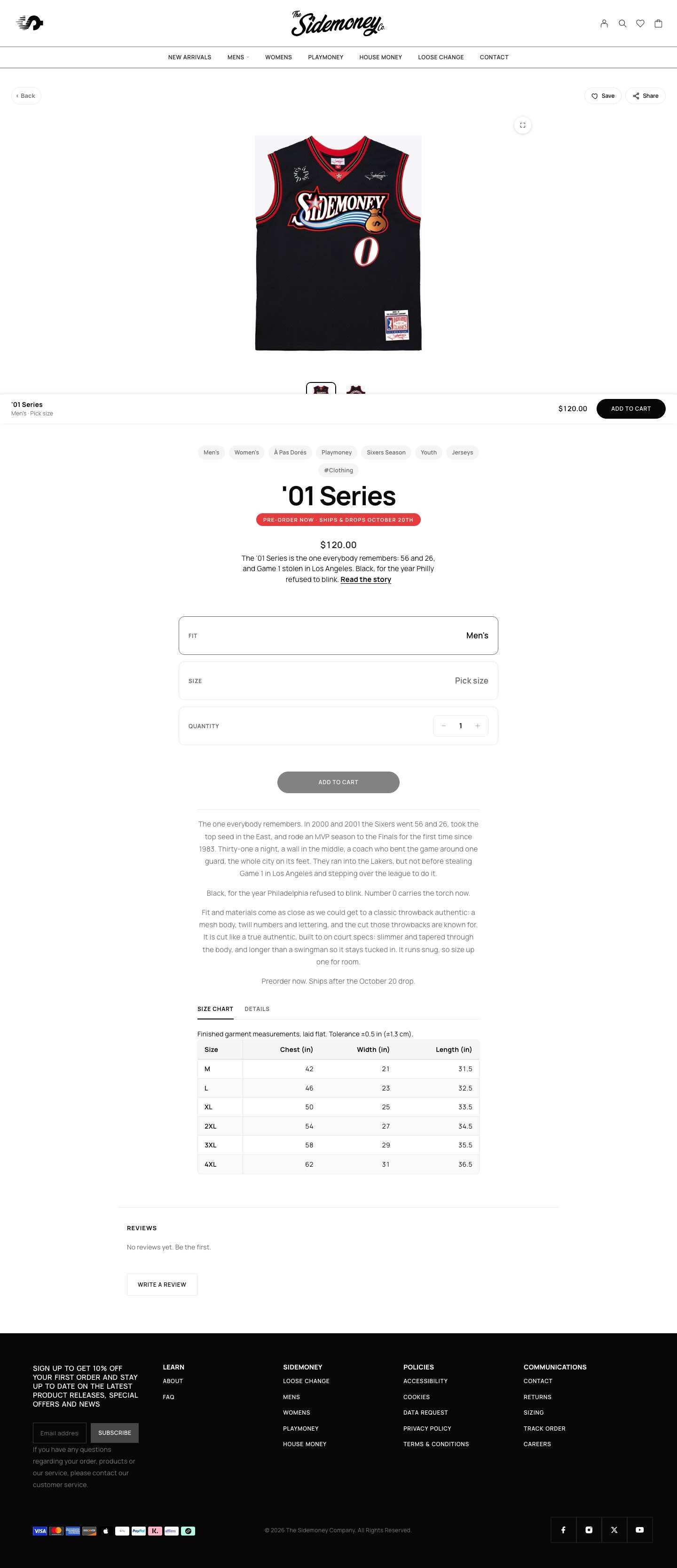 sidemoney.co, '01 Series product page, Desktop
