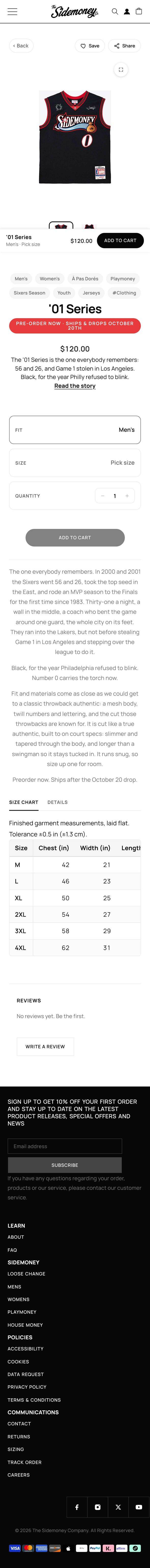 sidemoney.co, '01 Series product page, Mobile