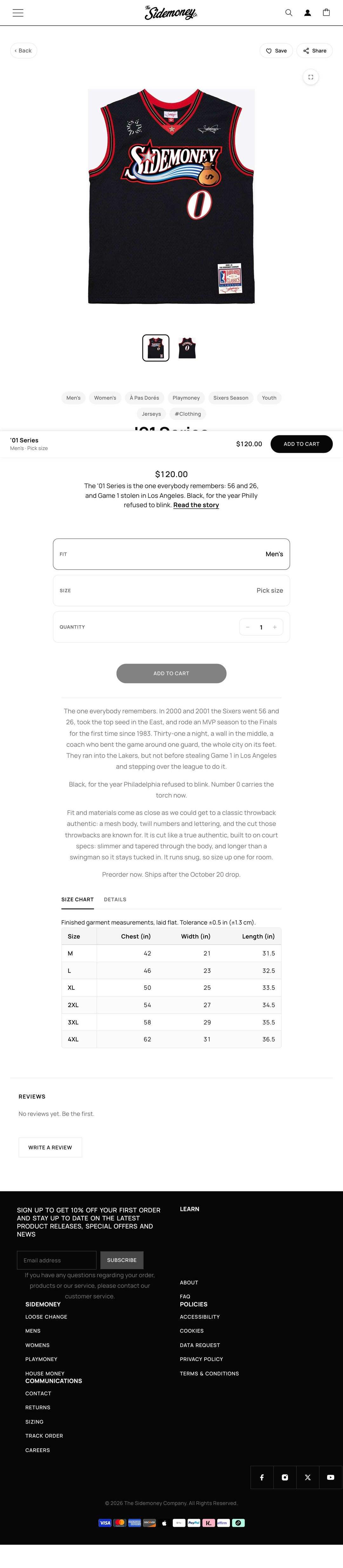 sidemoney.co, '01 Series product page, Tablet
