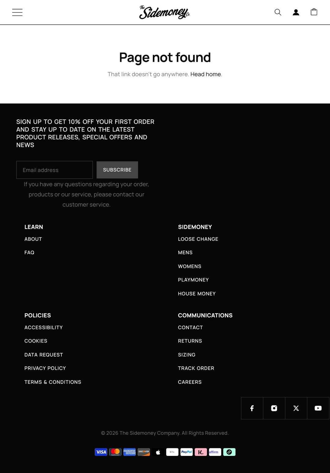 sidemoney.co, Page not found page, Tablet