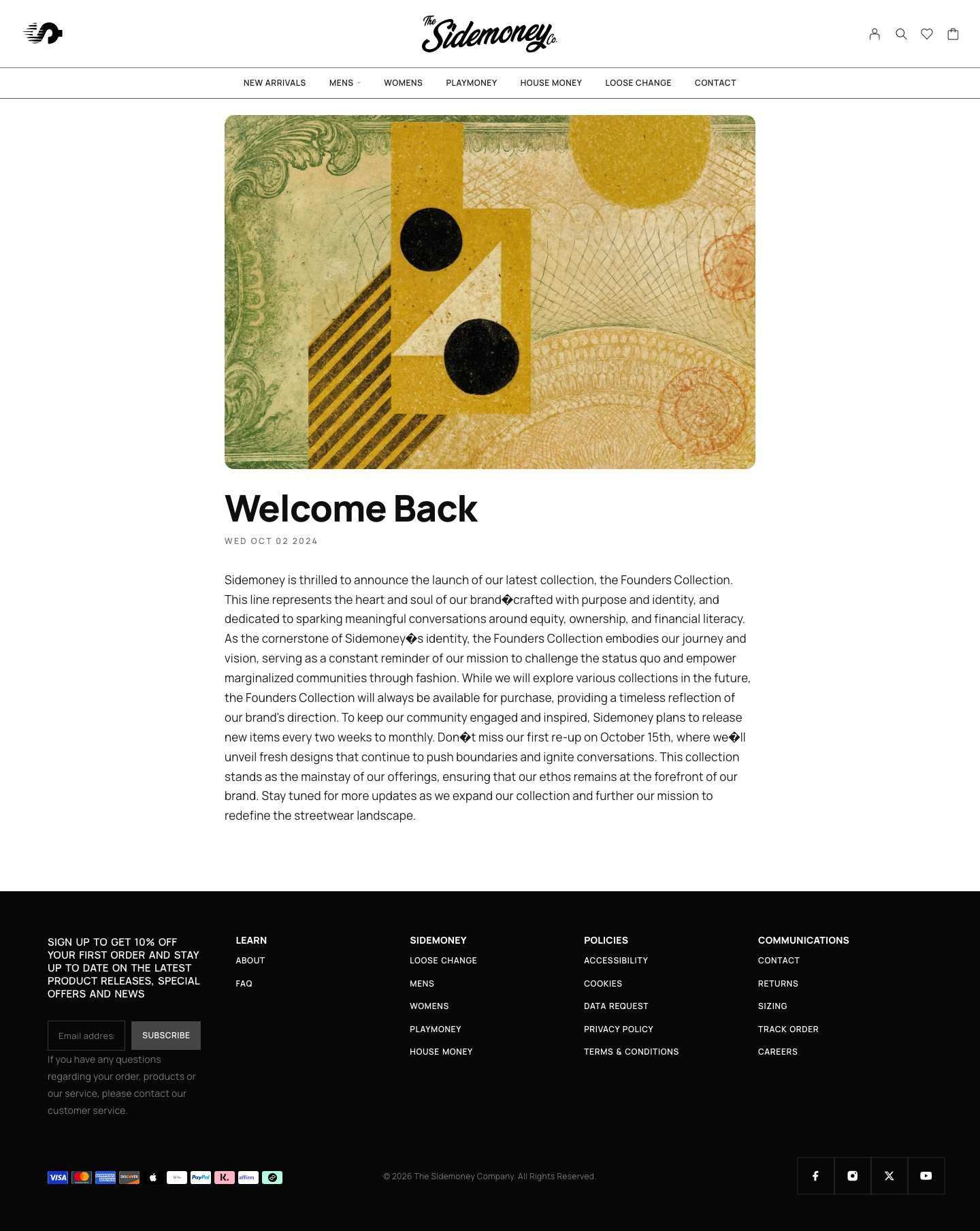 sidemoney.co, Blog post, Welcome Back page, Desktop