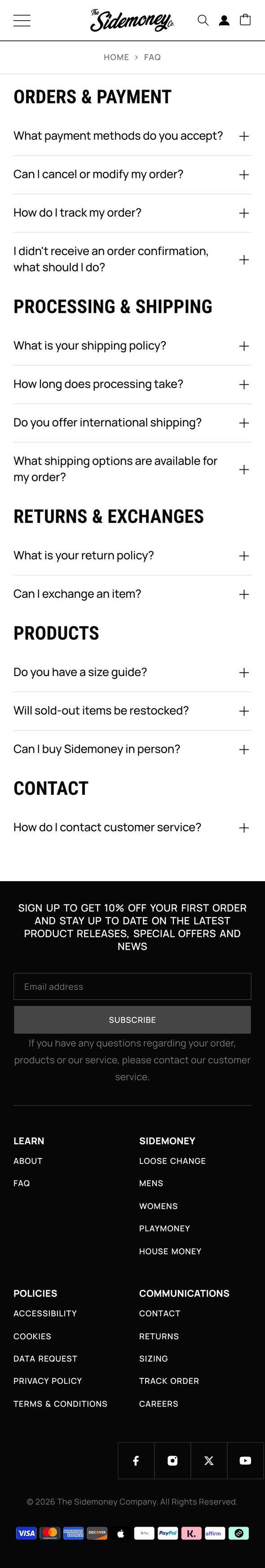 sidemoney.co, FAQ page, Mobile