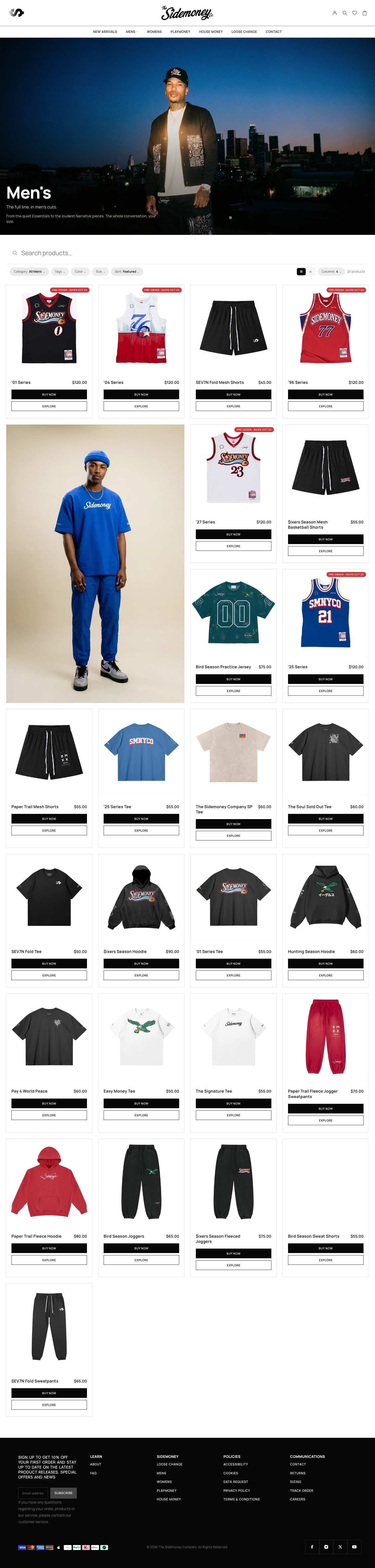 sidemoney.co, Mens category page, Desktop