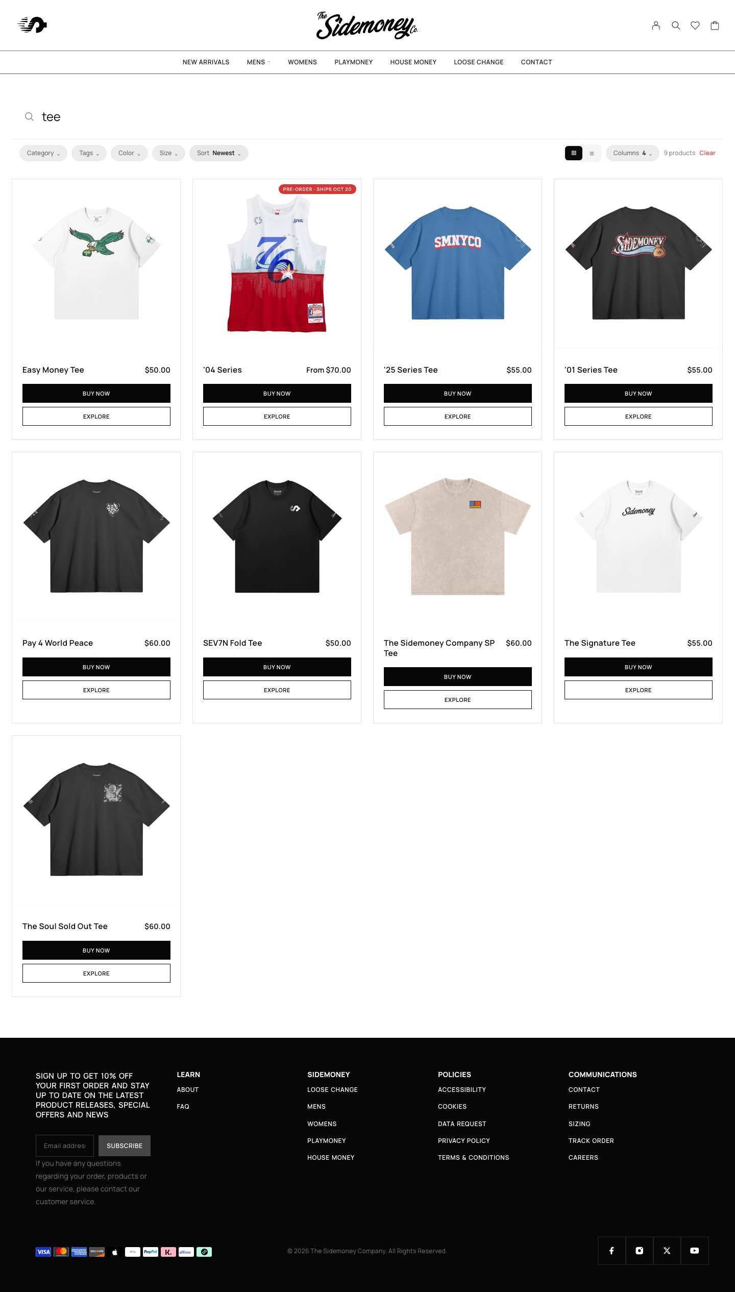 sidemoney.co, Search results for tee page, Desktop