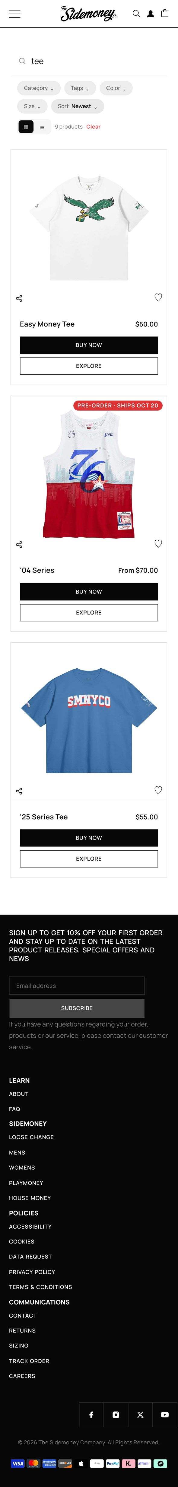 sidemoney.co, Search results for tee page, Mobile