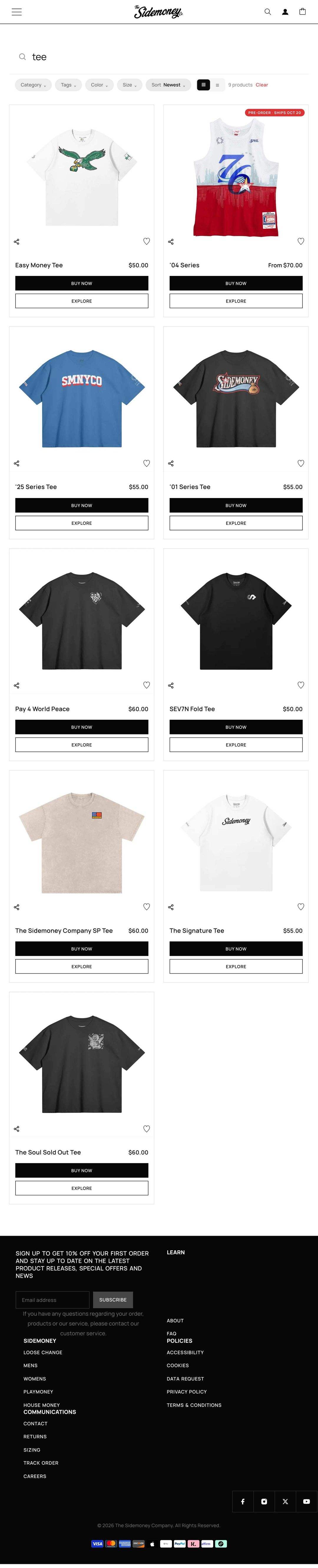 sidemoney.co, Search results for tee page, Tablet