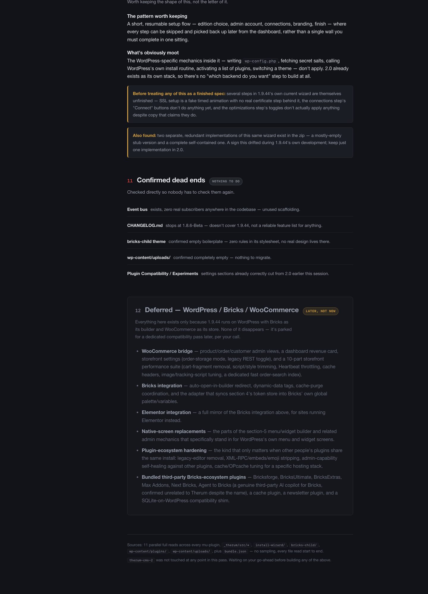 Deferred: WordPress, Bricks and WooCommerce compatibility, parked for later