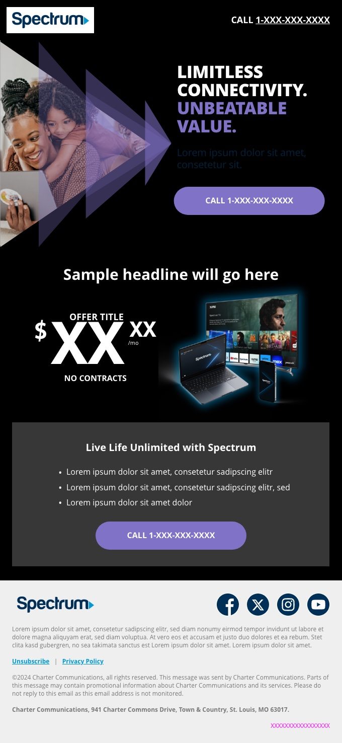 Spectrum rebrand email exploration, Angular 03, dark mode