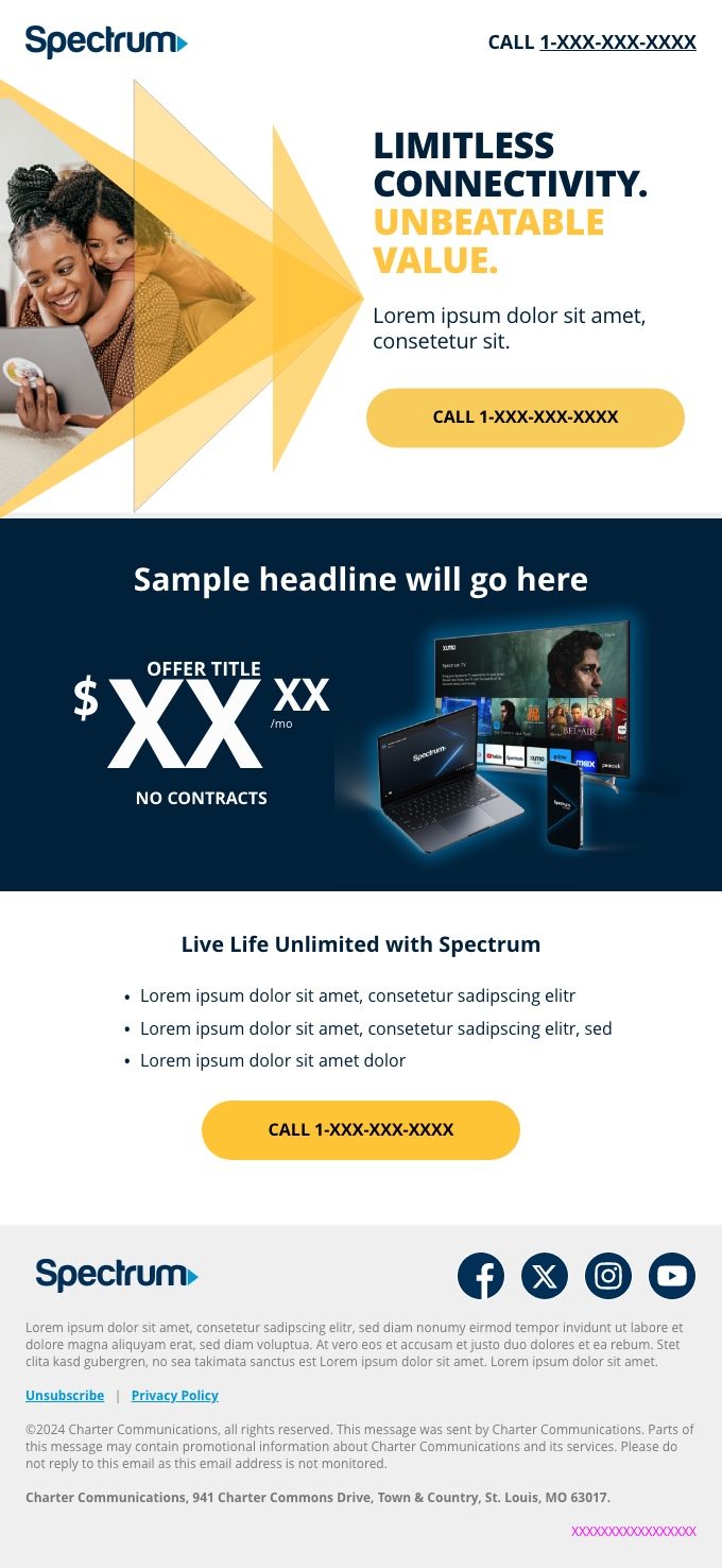 Spectrum rebrand email exploration, Angular 04, light mode