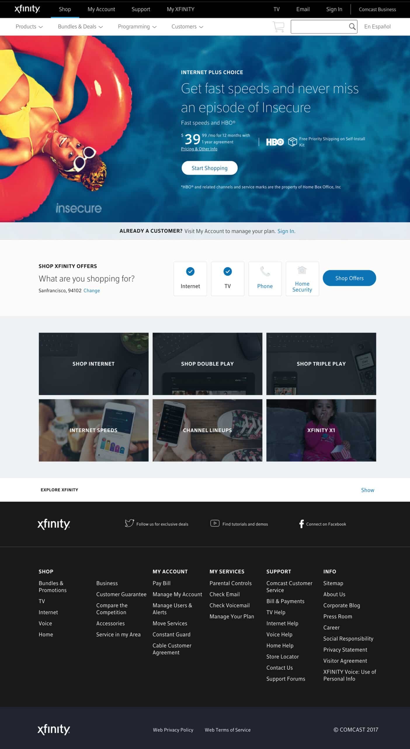 Internet Plus Choice header, HBO bundle surface, device mocks, package information