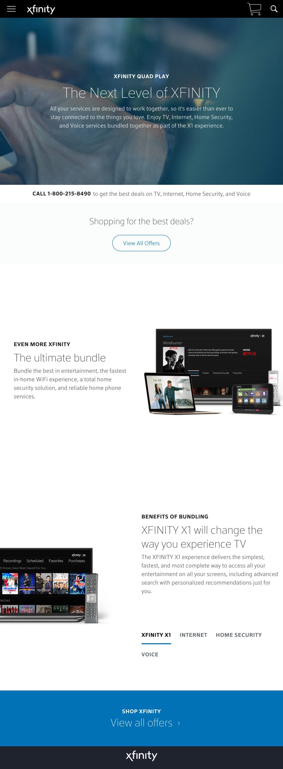 Xfinity tablet, same page, tablet breakpoint, scrollable
