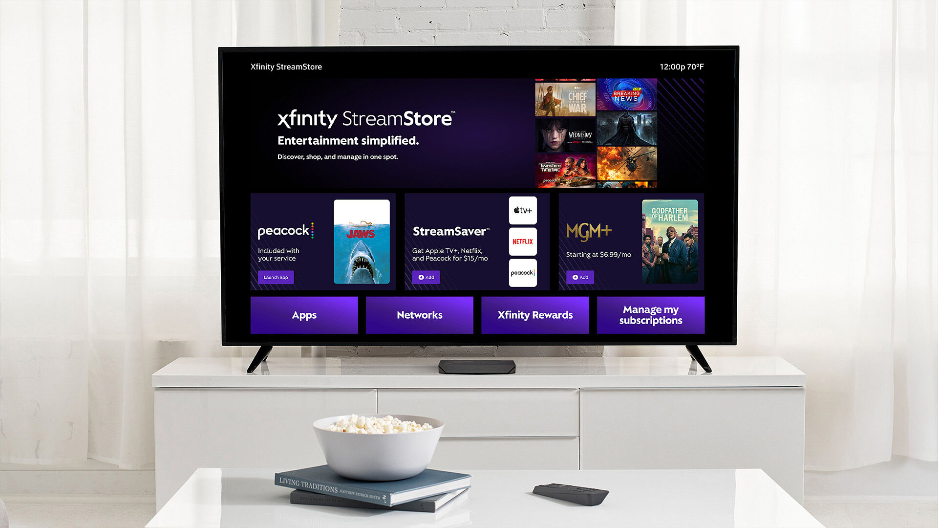 Xfinity StreamStore, streaming marketplace interface, 450+ apps and channels