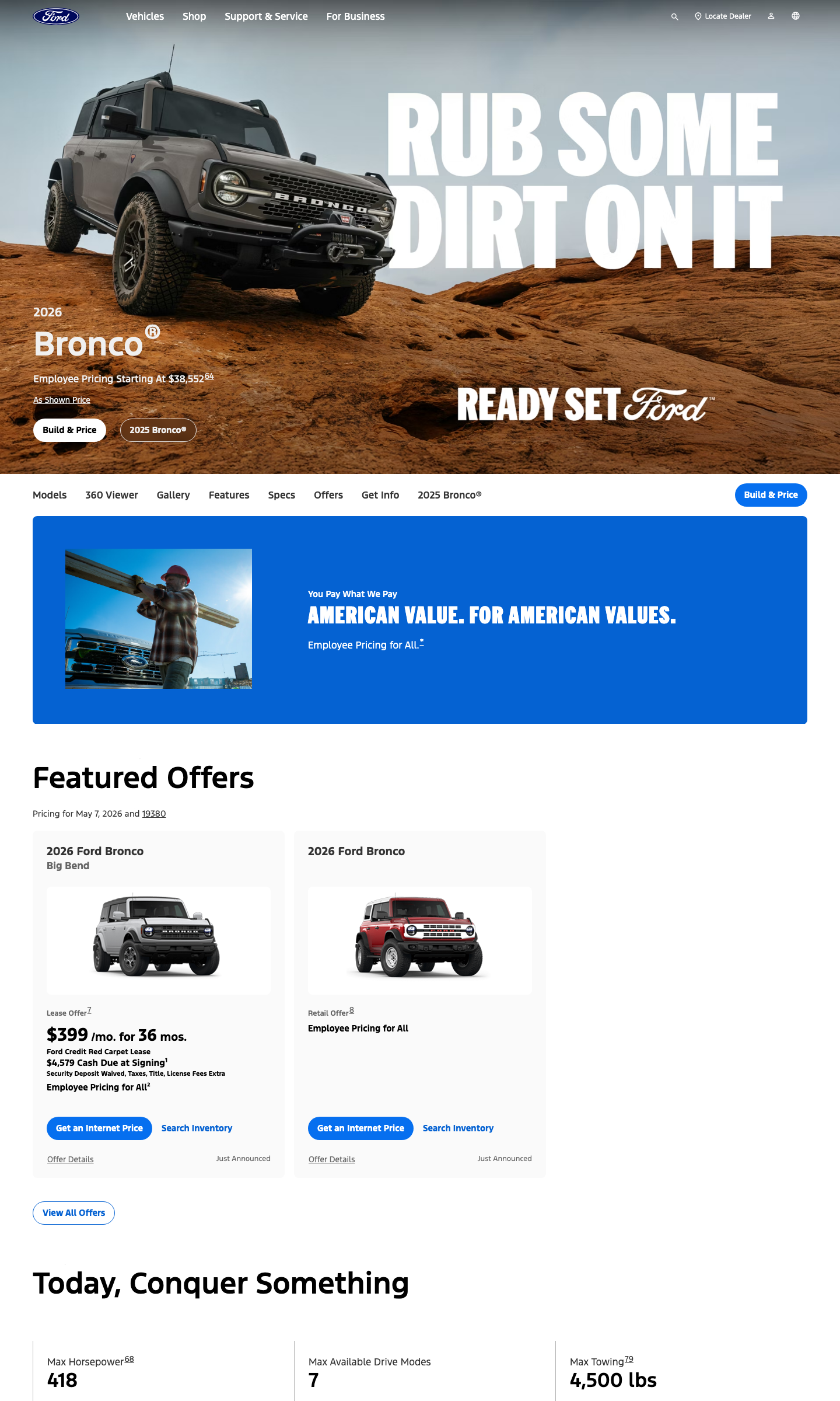 Bronco SUV page