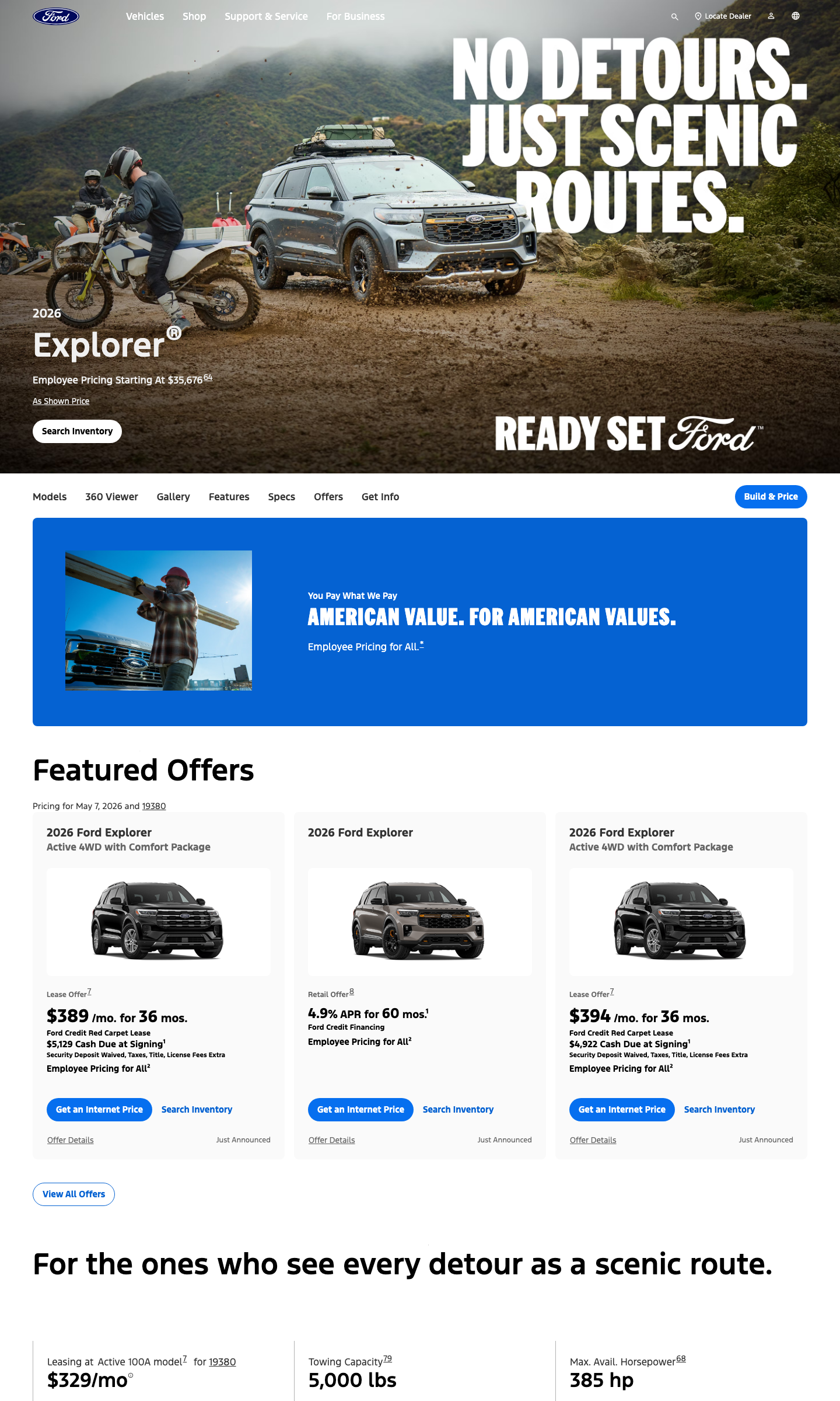 Ford Explorer SUV page