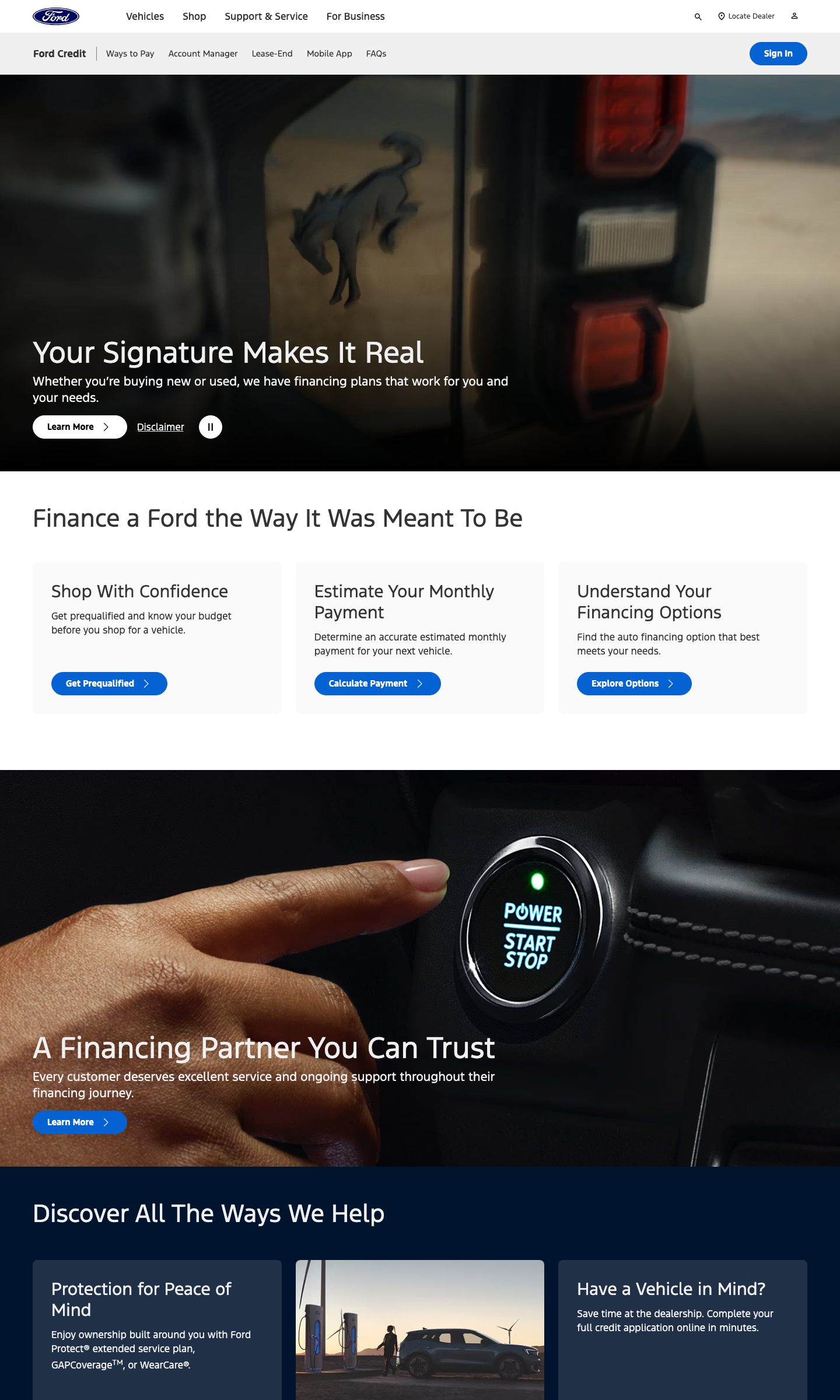 Ford Credit finance landing