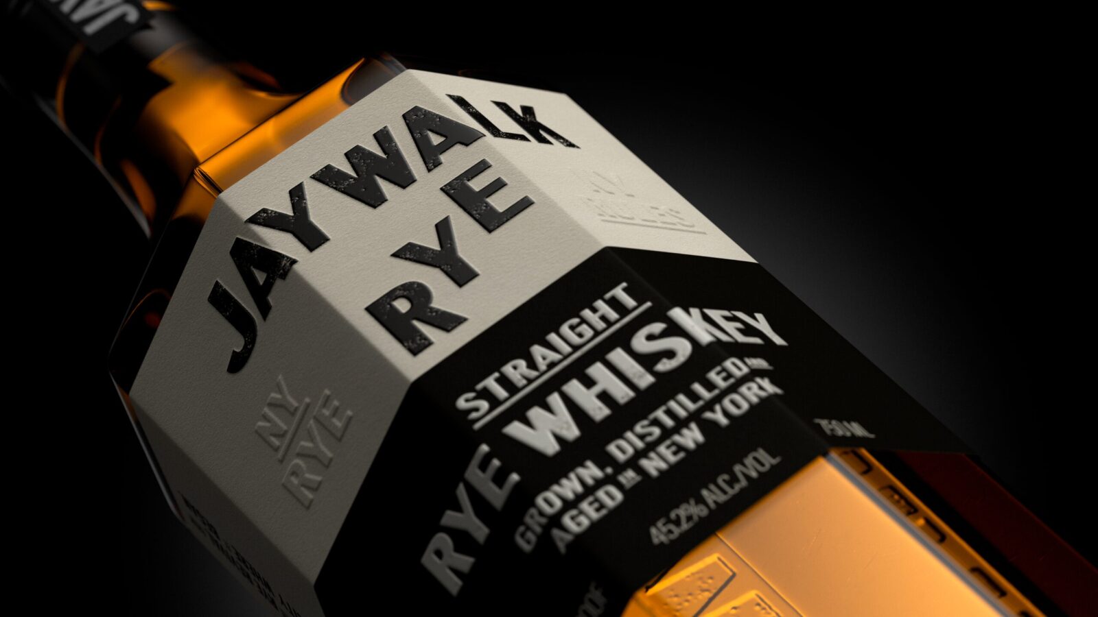 Jaywalk bottle, dramatic angle on black