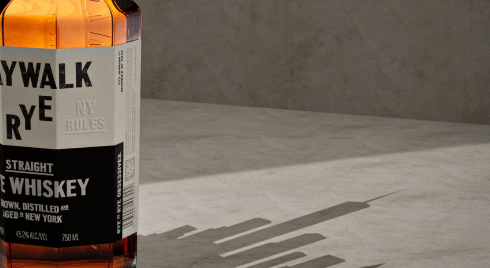 Jaywalk bottle detail, label texture and shadow