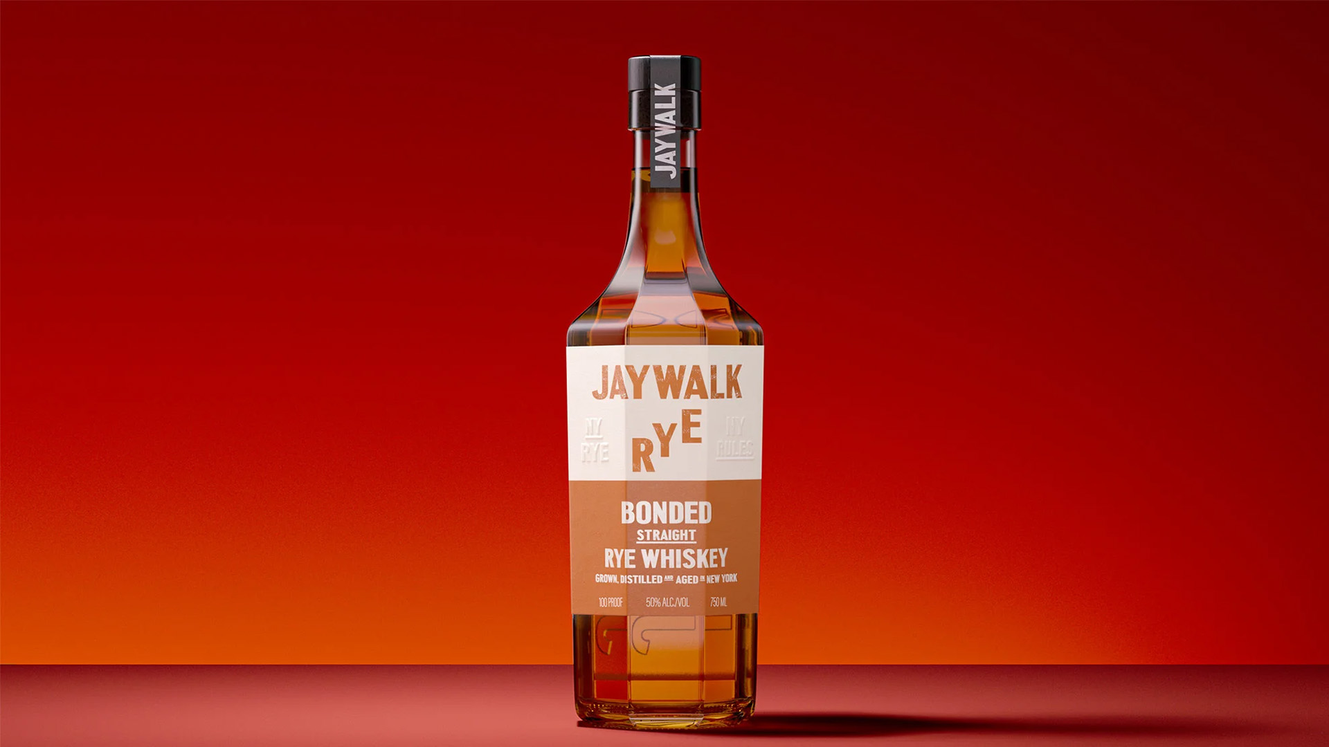 Bonded Rye, studio shot on red