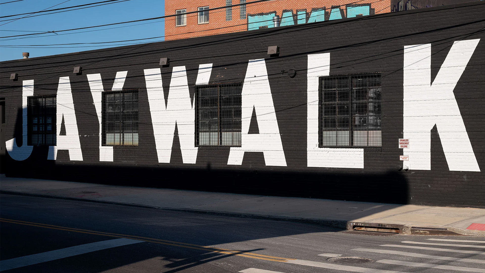 JAYWALK mural, distillery exterior, Bushwick