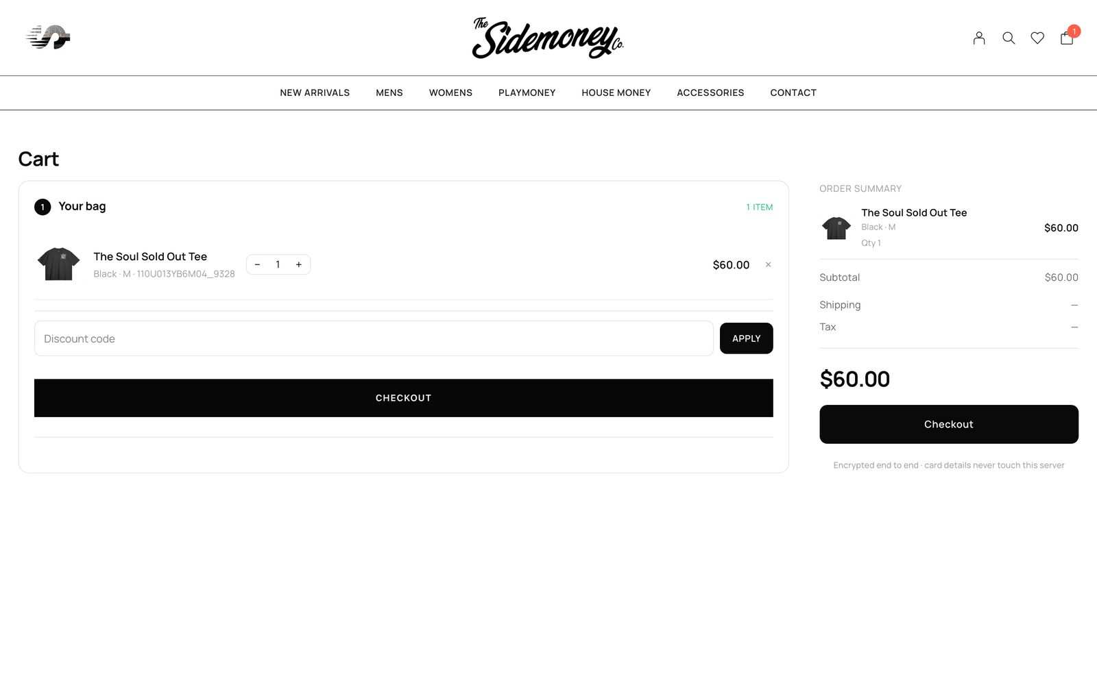 sidemoney.co, Cart, Desktop