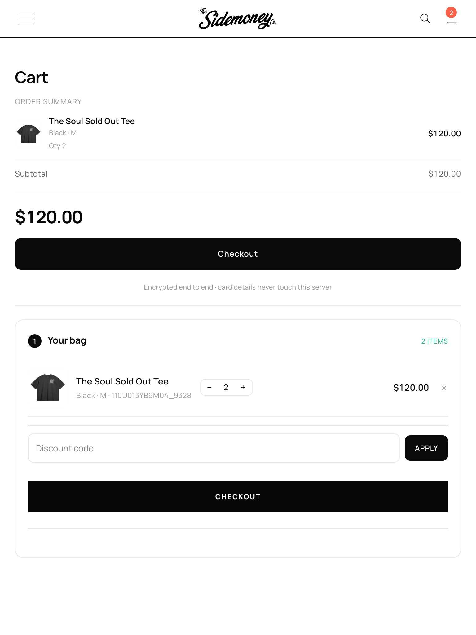 sidemoney.co, Cart, Tablet