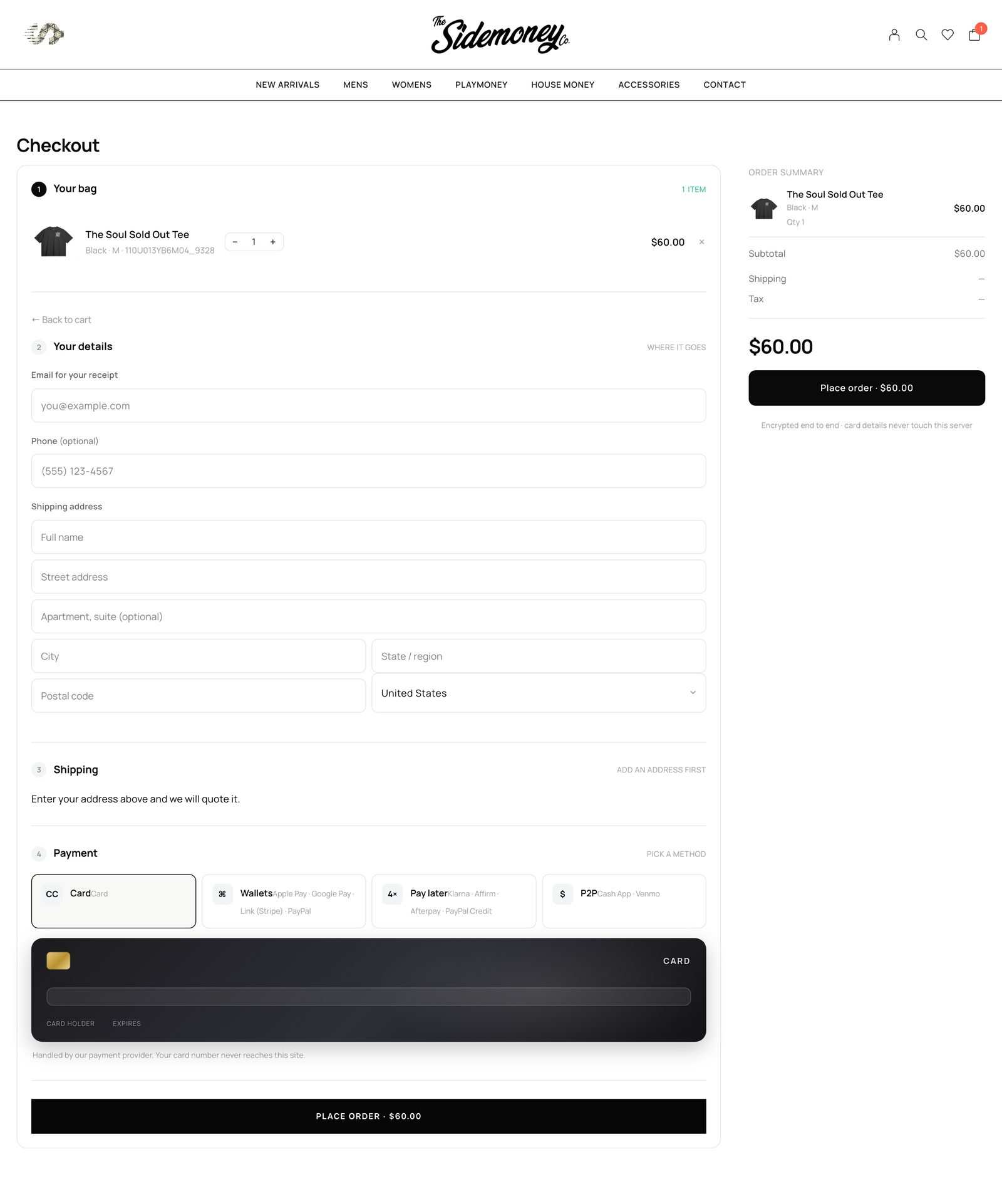 sidemoney.co, Checkout, Desktop