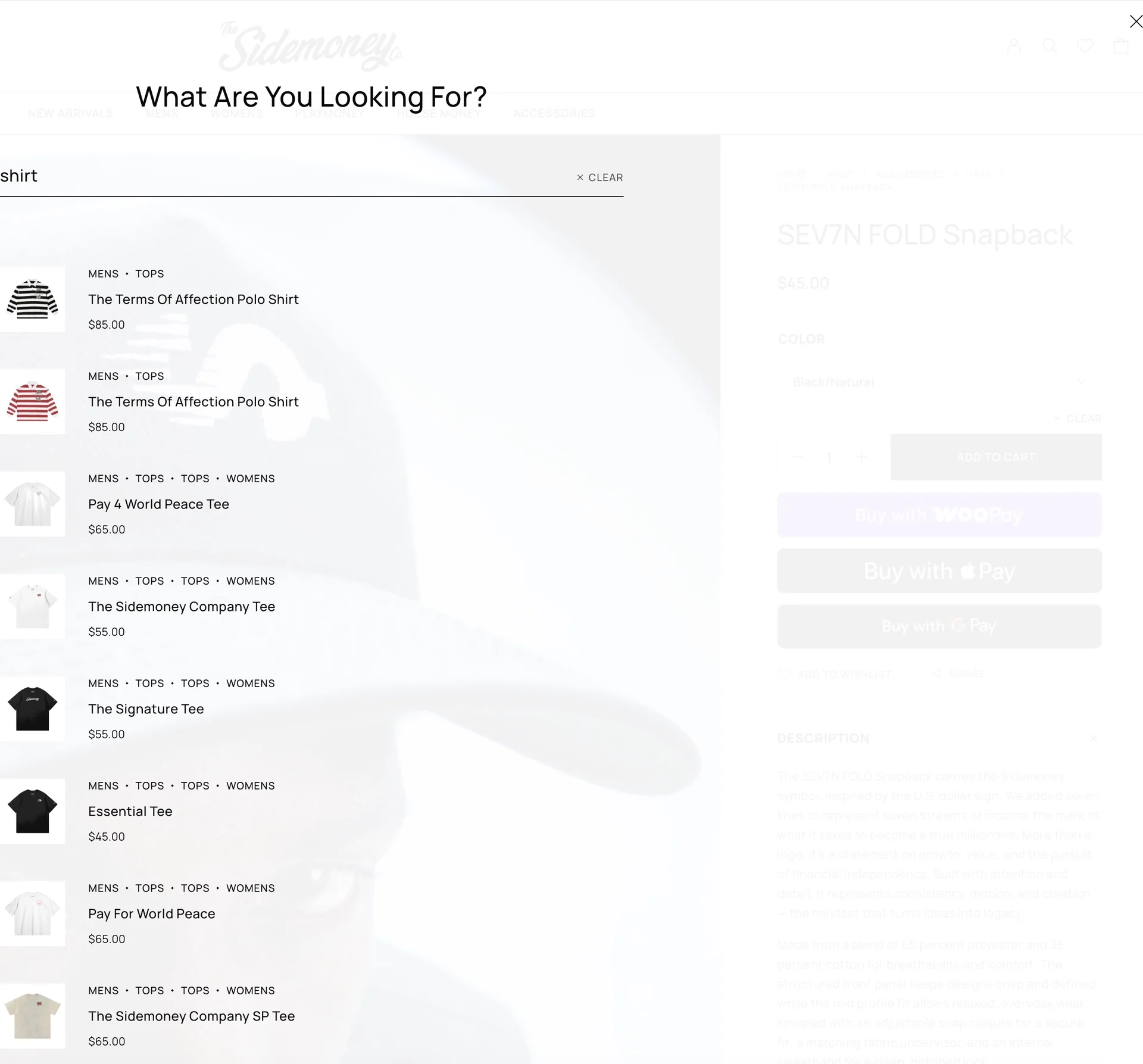 SRP · live site (search: tee)