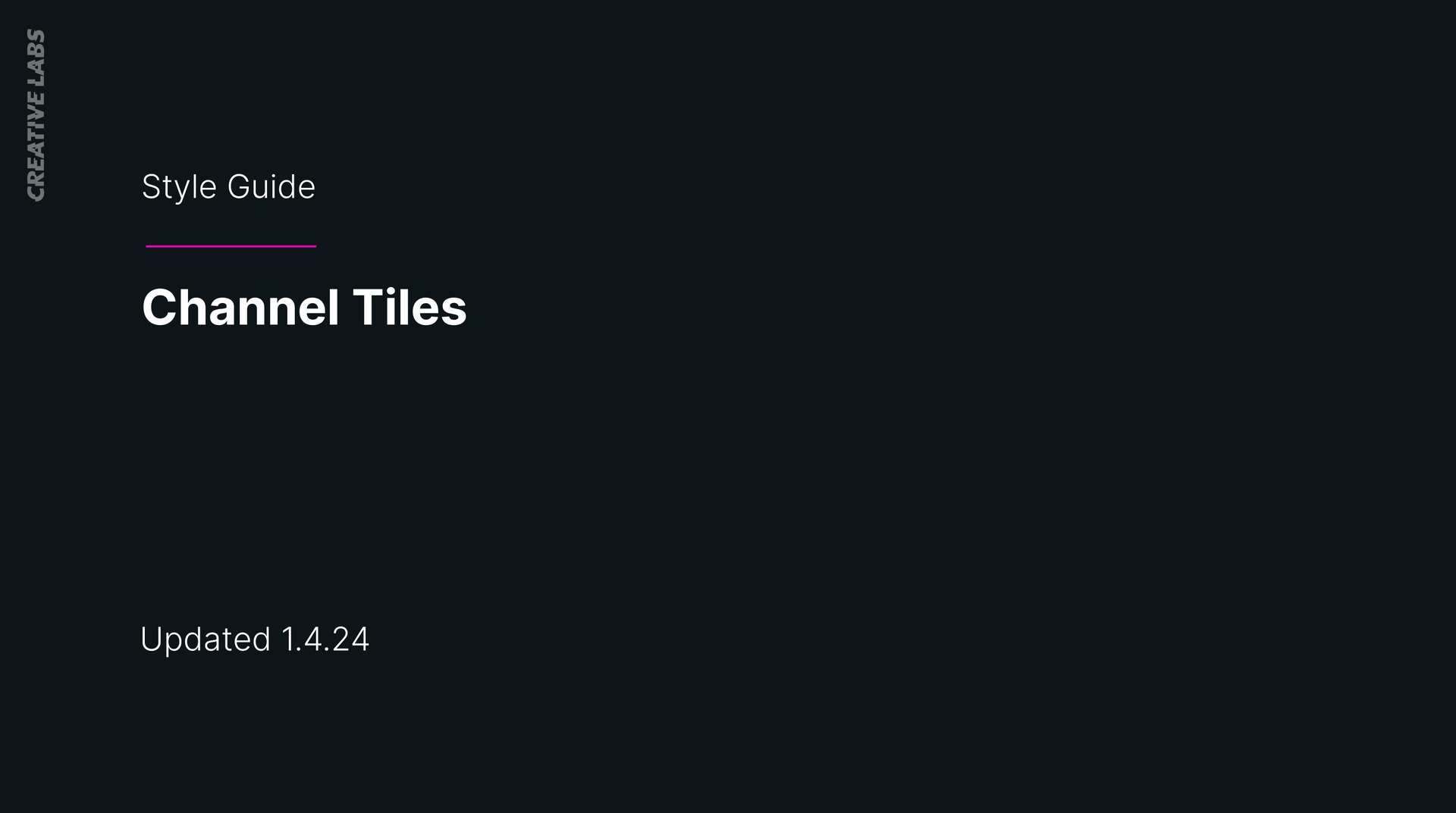 Style guide, channel tiles, page 1